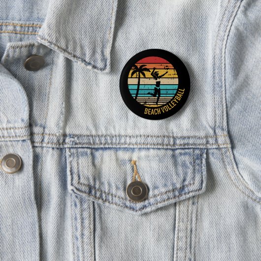  beach volleyball retro ronde button 5,7 cm (In situ)