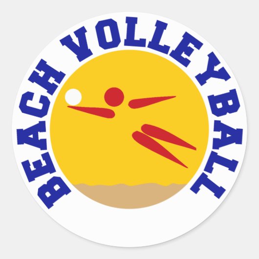 Beach Volleyball Ronde Sticker (Voorkant)