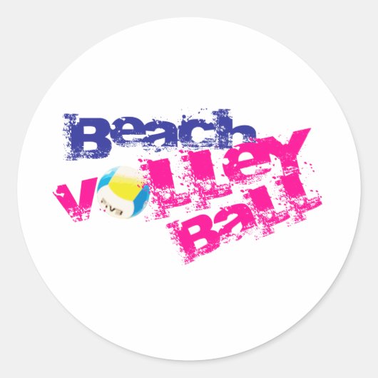 Beach Volleyball Ronde Sticker (Voorkant)