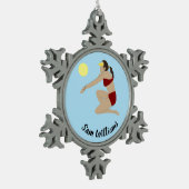 Beach Volleyball Tin Sneeuwvlok Ornament (Links)