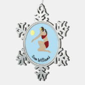 Beach Volleyball Tin Sneeuwvlok Ornament (Rechts)