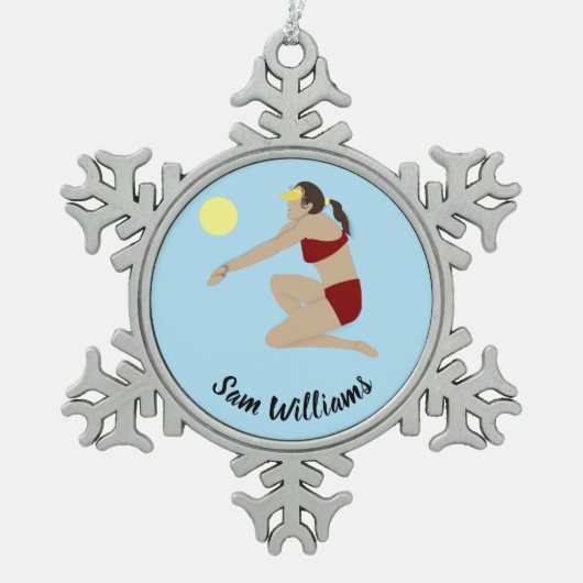Beach Volleyball Tin Sneeuwvlok Ornament (Voorkant)
