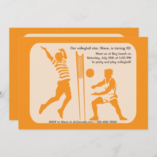 Beach Volleyball Uitnodiging (Voorkant / Achterkant)