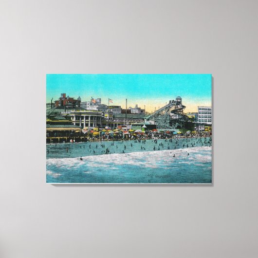 Beach voor het Bath House, Long Beach Canvas Afdruk (Voorkant)