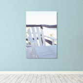 Beach voorzitter op Balcony Canvas Afdruk (Insitu (Houten vloer))
