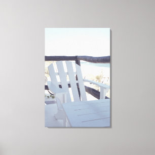 Beach voorzitter op Balcony Canvas Afdruk