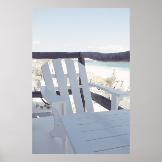 Beach voorzitter op Balcony Poster (Voorkant)