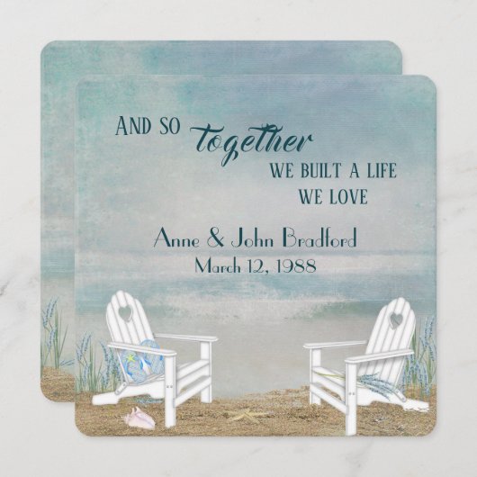 Beach Vow Renewal Wedding Kaart (Voorkant / Achterkant)