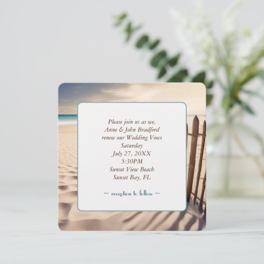 Beach Vow Renewal Wedding Kaart (Staand voorkant)