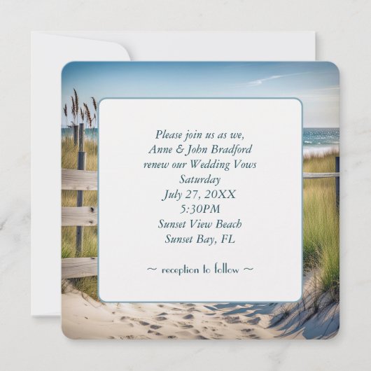 Beach Vow Renewal Wedding Kaart (Voorkant)