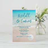 Beach Vows Modern Casual zand dollar Kaart (Staand voorkant)