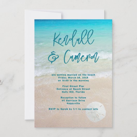 Beach Vows Modern Casual zand dollar Kaart (Voorkant)