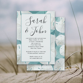 Beach Vows Sand Dollar Jubileum Ceremony Kaart