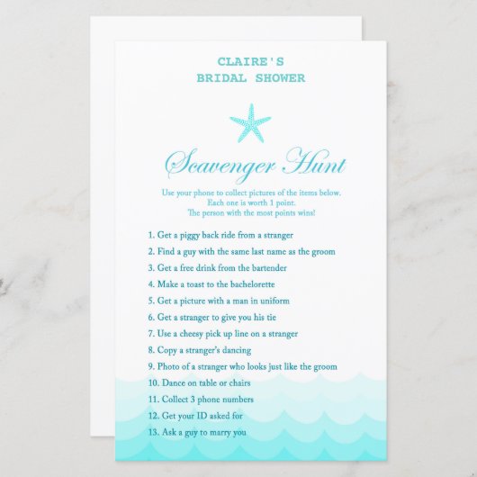 Beach Vrijgezellenfeest Game, Nautical, Mermaid (Voorkant / Achterkant)