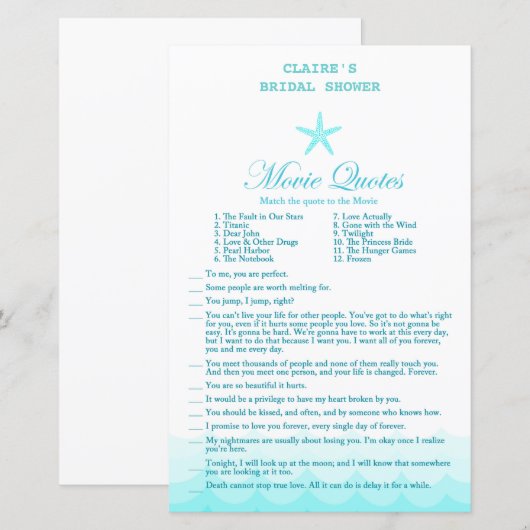 Beach Vrijgezellenfeest Game, Nautical, Mermaid (Voorkant / Achterkant)