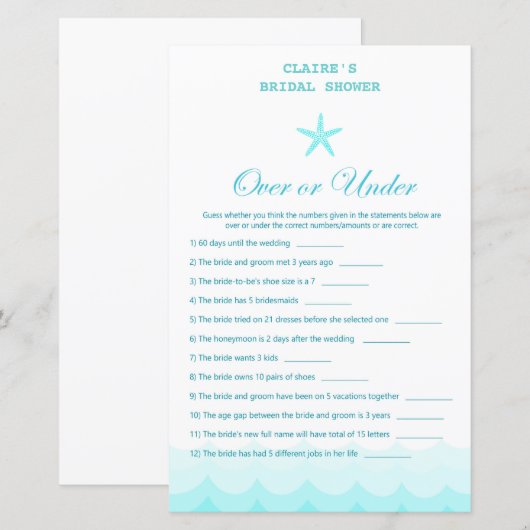 Beach Vrijgezellenfeest Game, Nautical, Mermaid (Voorkant / Achterkant)