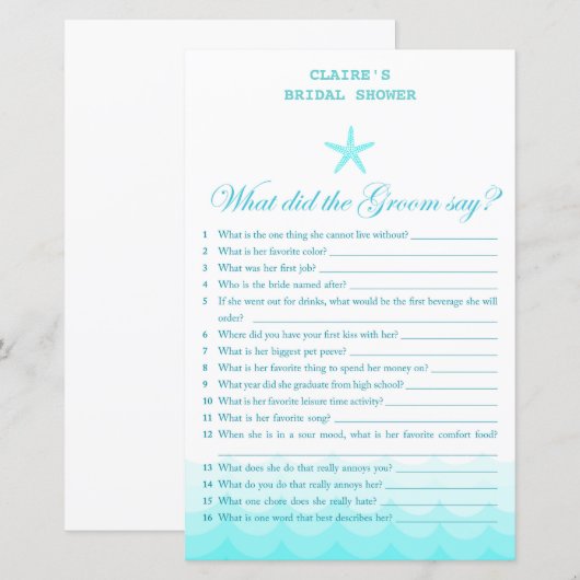 Beach Vrijgezellenfeest Game, Nautical, Mermaid (Voorkant / Achterkant)