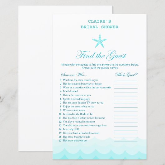 Beach Vrijgezellenfeest Game, Nautical, Mermaid (Voorkant / Achterkant)