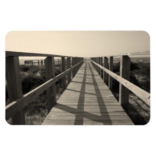 Beach Walk in Sepia Magneet (Horizontaal)
