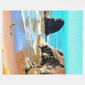 Beach Walk met Dog bij Bandon Face Rock Fleece Deken (Voorkant (Horizontaal))