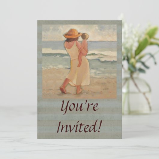 Beach Walk met moeder en baby Kaart (Staand voorkant)