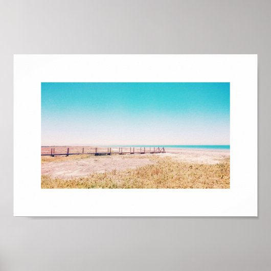 Beach Walkway Pastel Blue Pink Landscape Poster (Voorkant)