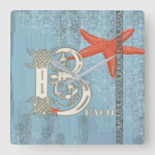 BEACH - Wall Clock Vierkante Klok (Voorkant)