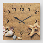 Beach Wall Clock Vierkante Klok (Voorkant)