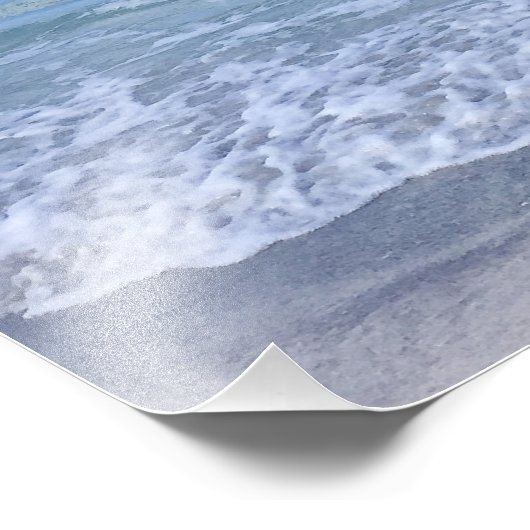 Beach Water Blue Sky White Clouds Background Ocean Foto Afdruk (Hoek)