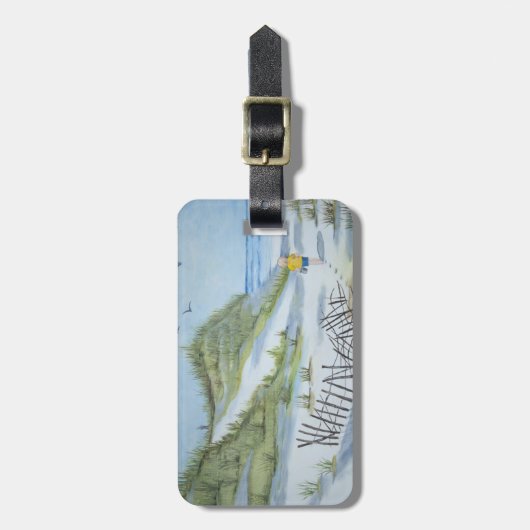 Beach waterverf bagagelabel (Voorkant verticaal)