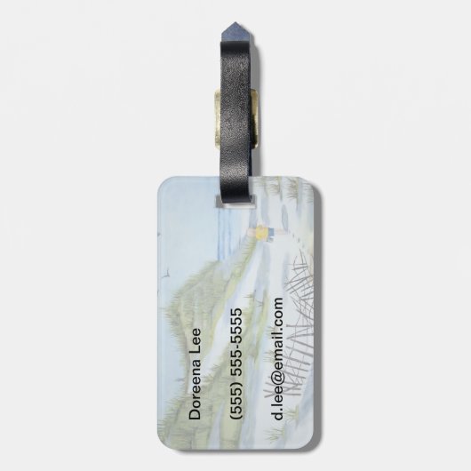 Beach waterverf bagagelabel (Achterkant verticaal)