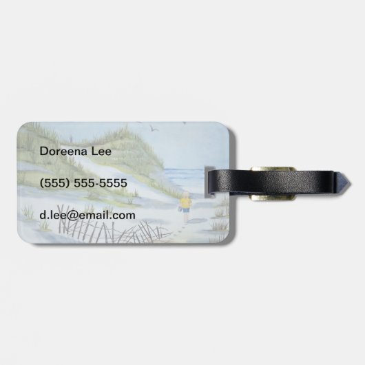 Beach waterverf bagagelabel (Achterkant horizontaal)