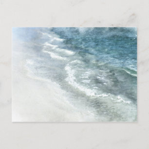 Beach Waterverf - Blauwgroen donkerblauwe kgolven  Briefkaart