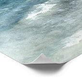 Beach Waterverf - Blauwgroen donkerblauwe kgolven  Poster (Hoek)
