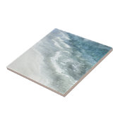 Beach Waterverf - Blauwgroen donkerblauwe kgolven Tegeltje (Zijkant)