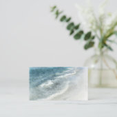 Beach Waterverf - Blauwgroen donkerblauwe kgolven  Visitekaartje (Staand voorkant)