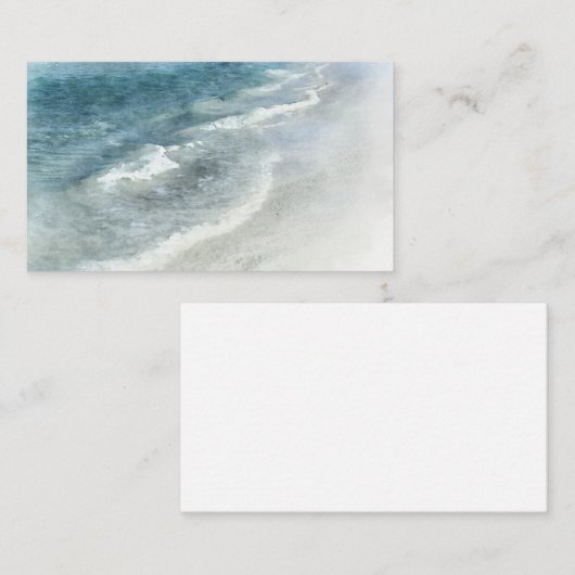Beach Waterverf - Blauwgroen donkerblauwe kgolven  Visitekaartje (Voorkant / Achterkant)