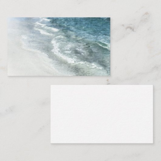 Beach Waterverf - Blauwgroen donkerblauwe kgolven  Visitekaartje (Voorkant / Achterkant)