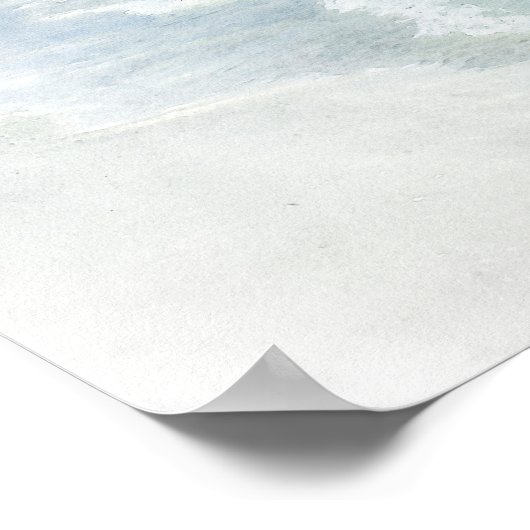 Beach Waterverf - Blauwgroen kustblauwe golven Poster (Hoek)