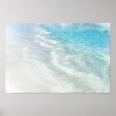 Beach Waterverf - Blauwgroen kustblauwe golven Poster (Voorkant)
