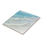 Beach Waterverf - Blauwgroen kustblauwe golven Tegeltje (Zijkant)