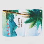 Beach Waterverf Blue Green Tropical Golfhanddoek (Horizontaal)