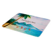 Beach Waterverf Blue Green Tropical Snijplank (Hoek)