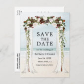 Beach Waterverf Boho Floral Aankondigingskaart (Voorkant / Achterkant)