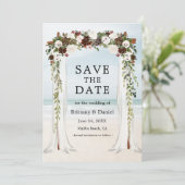 Beach Waterverf Boho Floral Save The Date (Staand voorkant)