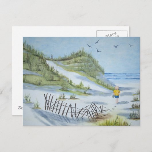 Beach waterverf briefkaart (Voorkant / Achterkant)