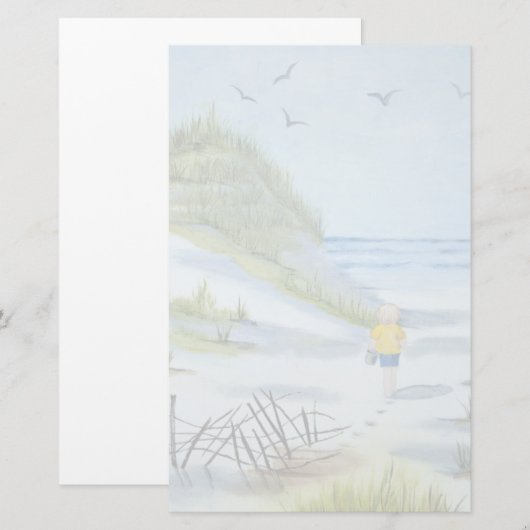 Beach waterverf briefpapier (Voorkant / Achterkant)