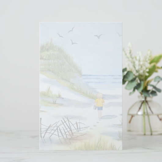 Beach waterverf briefpapier (Staand voorkant)