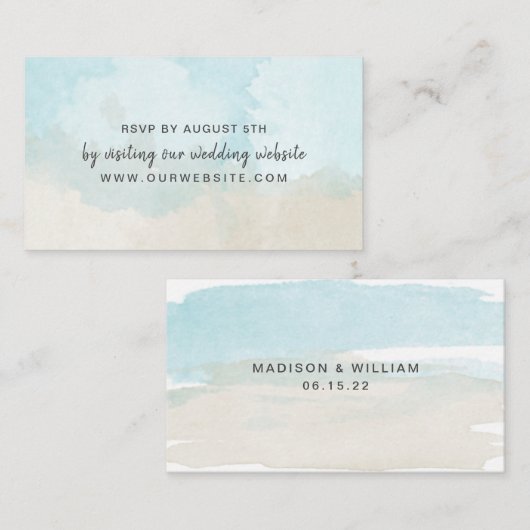 Beach Waterverf bruiloft Rsvp-website Informatiekaartje (Voorkant / Achterkant)