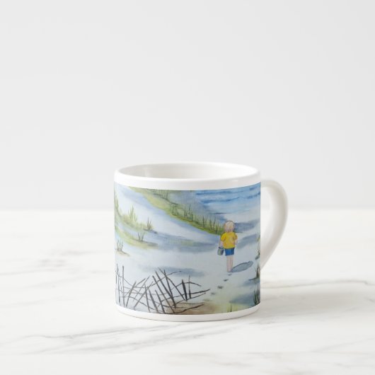 Beach waterverf espresso kop (Voorkant rechts)